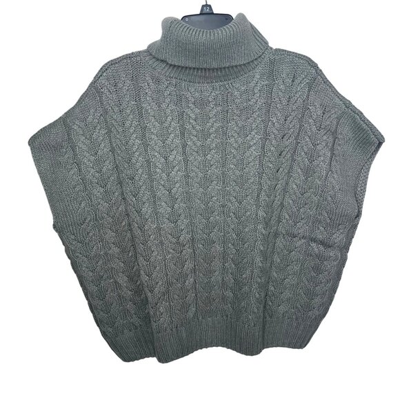 Splendid Abbott Short Sleeve Sweater Gray Cable Knit Pattern Turtleneck Large - Picture 10 of 16